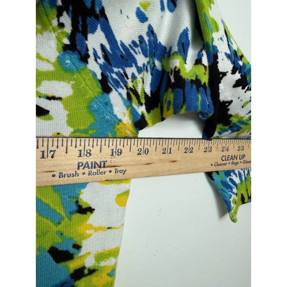 Joseph A Womens Blue Green Floral Tie Dye Button Front Cardigan Sweater Size M - Picture 5 of 6